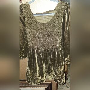 Free People Gold Velvet Mini Dress